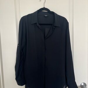 Sheer Black Button-Up Blouse